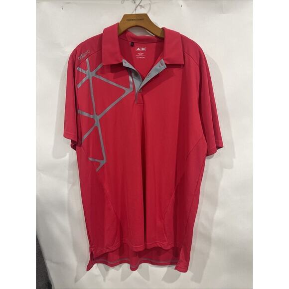 Adidas Adizero Men Large Moisture Wicking Collared Red Polo Golf Tennis Vented - Picture 1 of 11